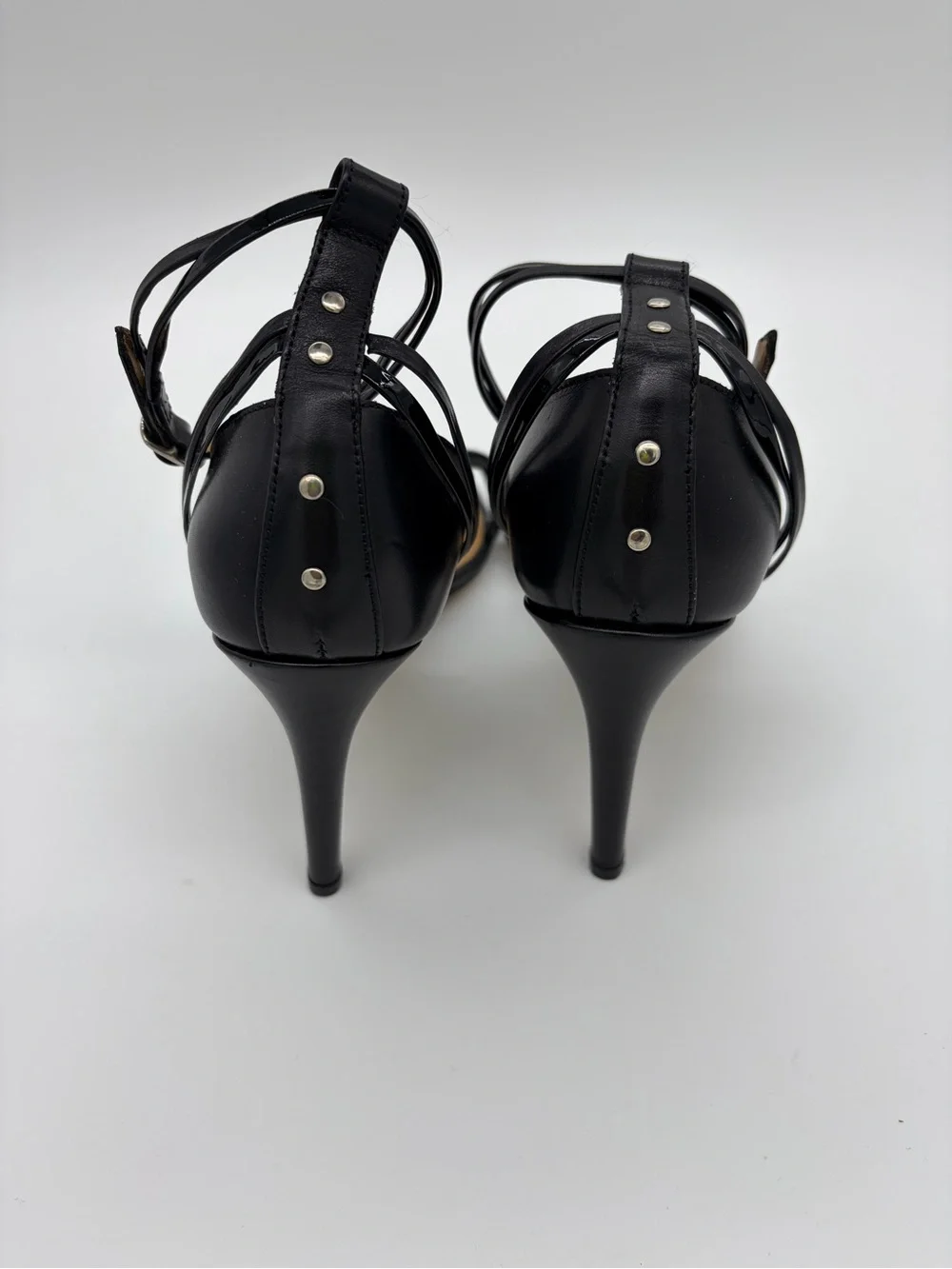 IRO Micaela Black Leather Strappy Stiletto Sandals